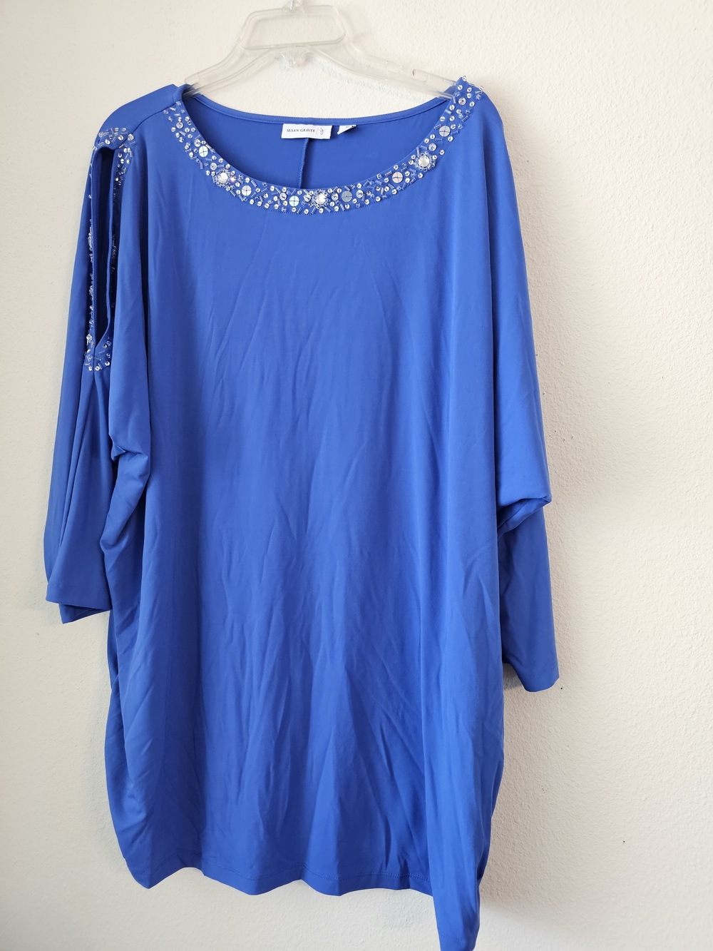 Susan Graver Royal Blue Embellished Tunic Top